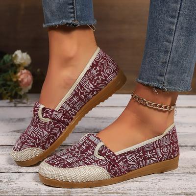 2025 весна и лето женская обувь повседневная одинарная обувь женская парусиновая обувь легкая мода универсальная этнический стиль новая