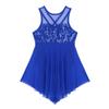 Детские современные лирические танцевальные костюмы для девочек, балетное трико без рукавов с блестками и крест-накрест на спине, нерегулярное платье-купальник