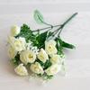 Новый 15 Голов Настоящий Счастливый Цветок Мини 6 Цветов Натуральная Имитация Розы Фотография Фото Подарок Хрустальная Трава Букет Домашний Декоративный