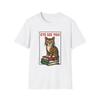 Unisex Softstyle T-Shirt Cat Sitting On Books Surreal Whimsical Design