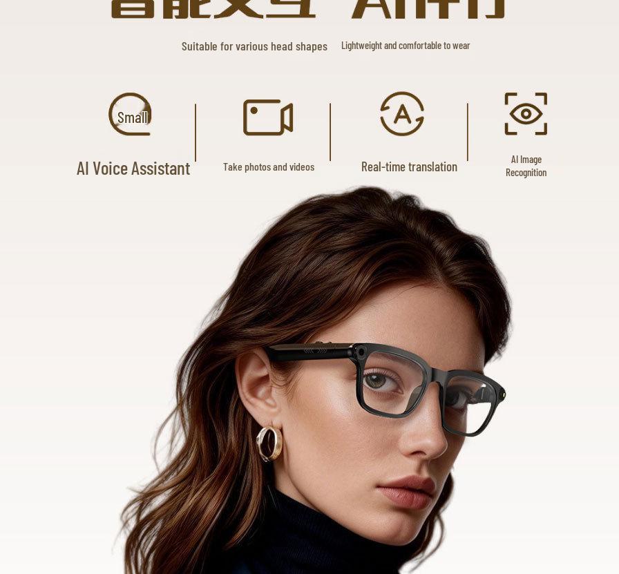 Smart Glasses with 800W Pixel HD Camera and AI Recognition