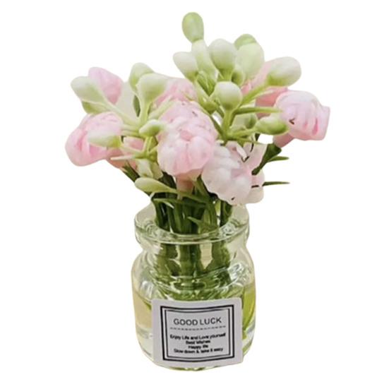 Миниатюрная стеклянная ваза с цветами, искусственный букет, настольные украшения, цветы бонсай для установки на транспортное средство