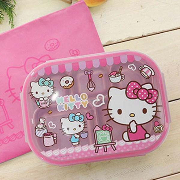 Hello Kitty детский ланч-бокс из нержавеющей стали + набор сумок, розовый, 1 комплект, тарелка + крышка + сумка, популярные корейские товары для родителей