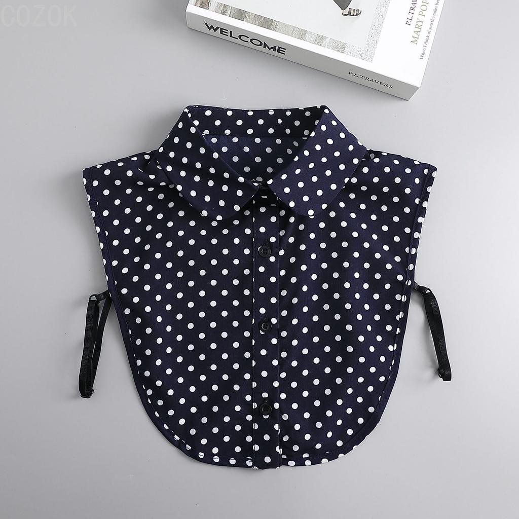 Women's Solid Colour Black White Vertical Small Flip Collar Versatile Shirt Jumper Jumper Fashion Lace False Collar Four Seasons