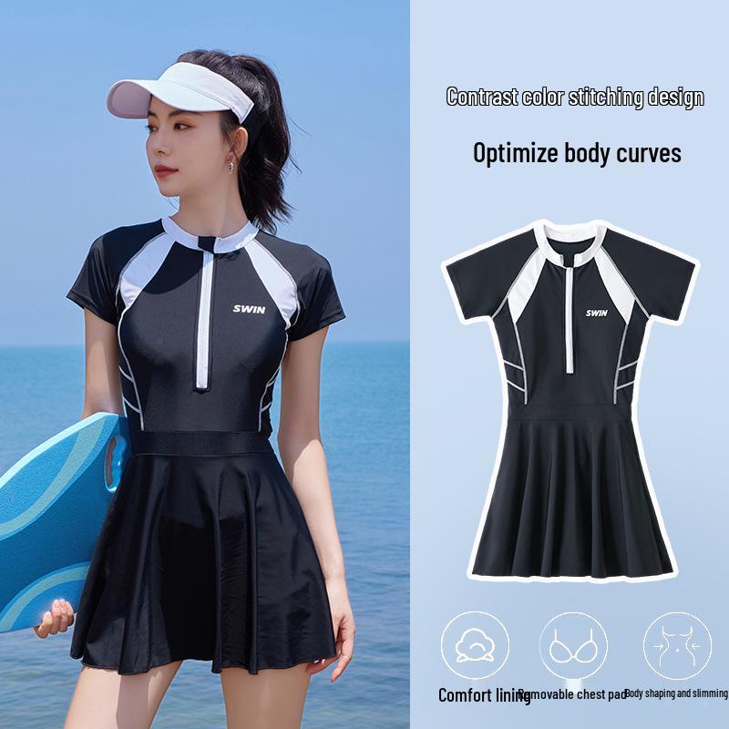 High-Waisted Slimming Women's Sporty Swim Skirt for Diving and Training