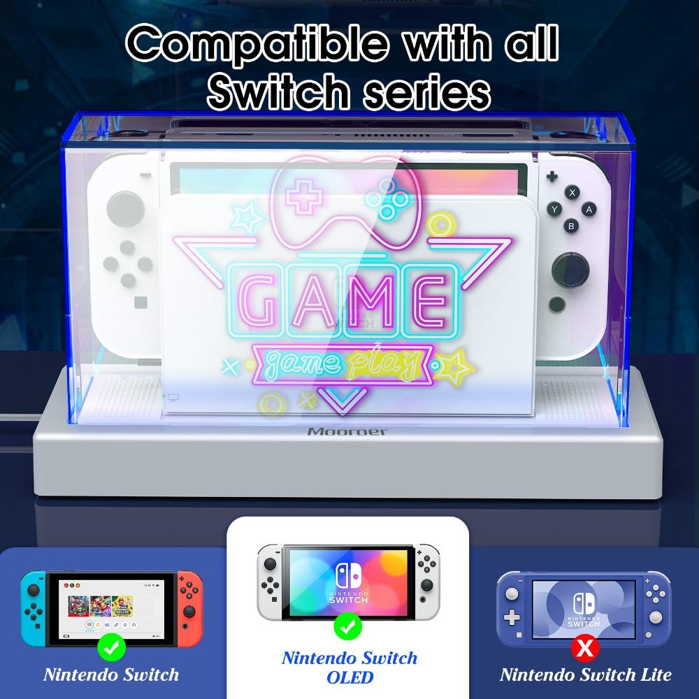 Прозрачный защитный чехол для дисплея от пыли для Nintendo Switch/OLED Host Shell Светящийся чехол для основания NS Games Аксессуары