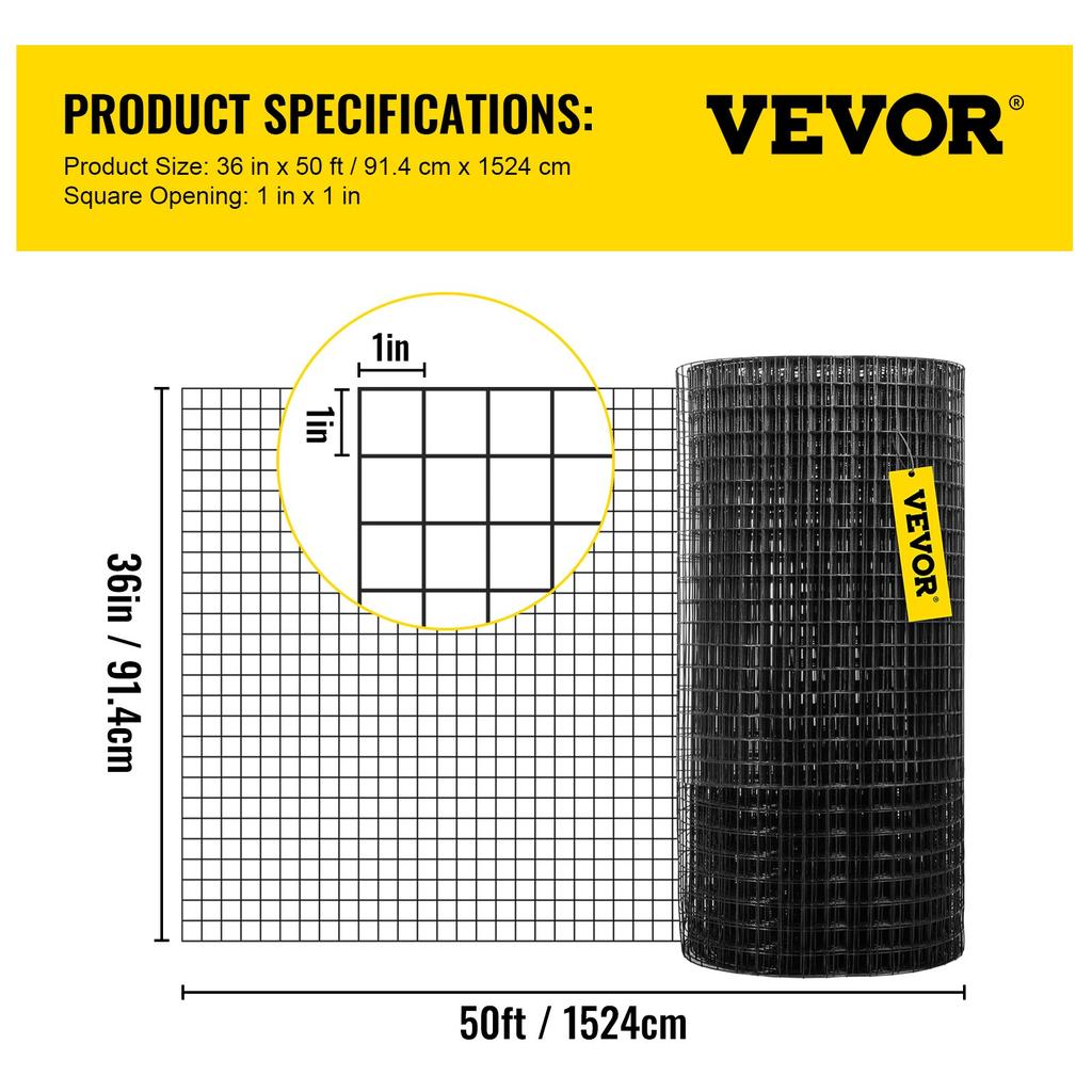 VEVOR Hardware Cloth, 36\" x 50\' & 1\"x1\" Mesh Size