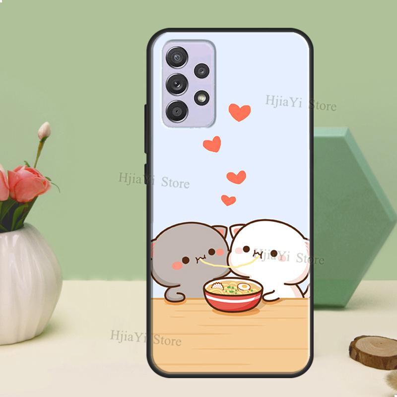 Peach And Goma Cat Case For Samsung A21S A20S A30S A03S A50 A70 A52 A72 A32 A22 A12 A31 A71 A51 Phone Shell