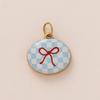 Stainless steel dopamine printed pendant DIY necklace, small flower strawberry house bow, cherry gold-plated color preservation