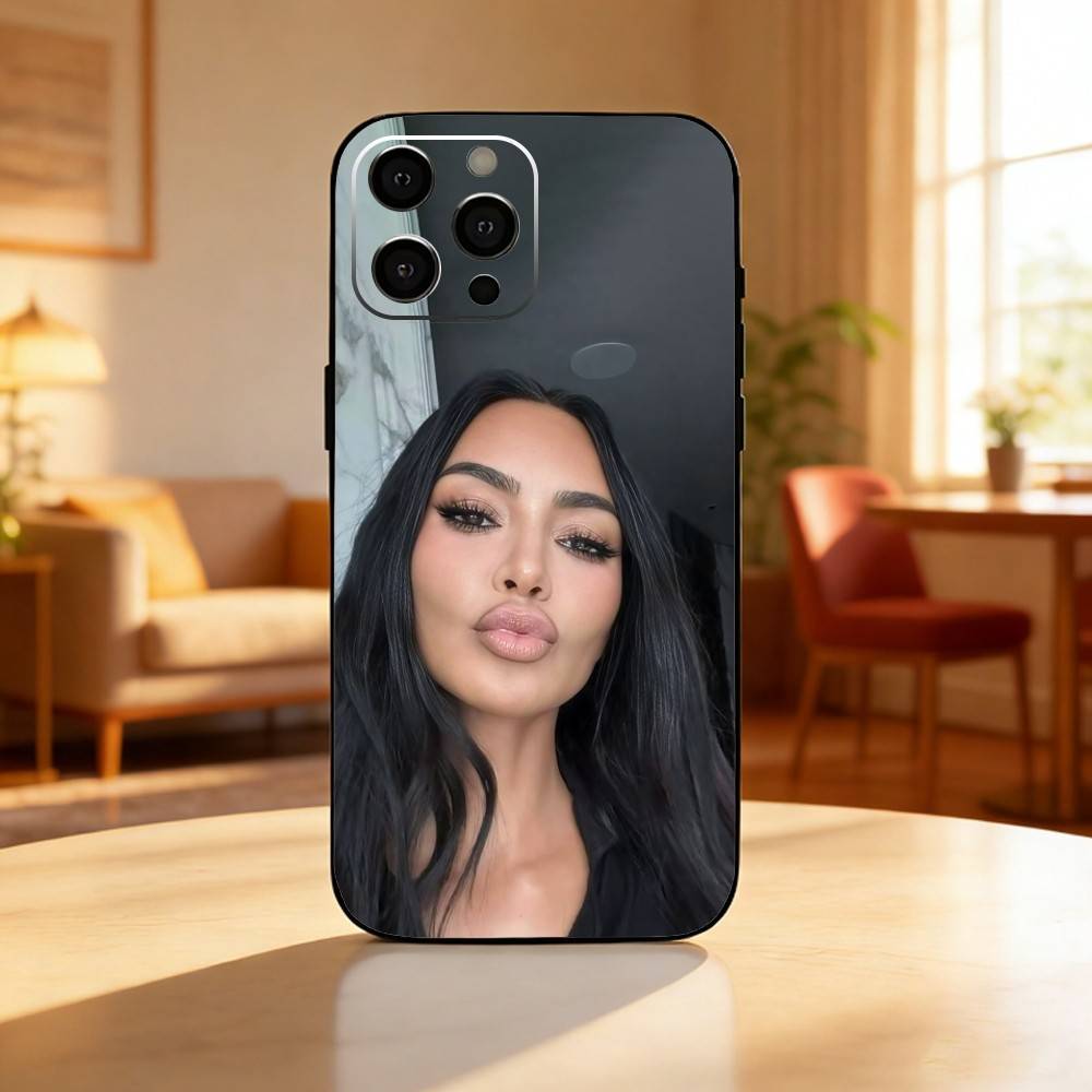 Чехол для телефона с мемами Ким Кардашьян для iPhone 17, 16, 15, 14, 13, 12 Plus, Max, Мягкий силиконовый, Черный