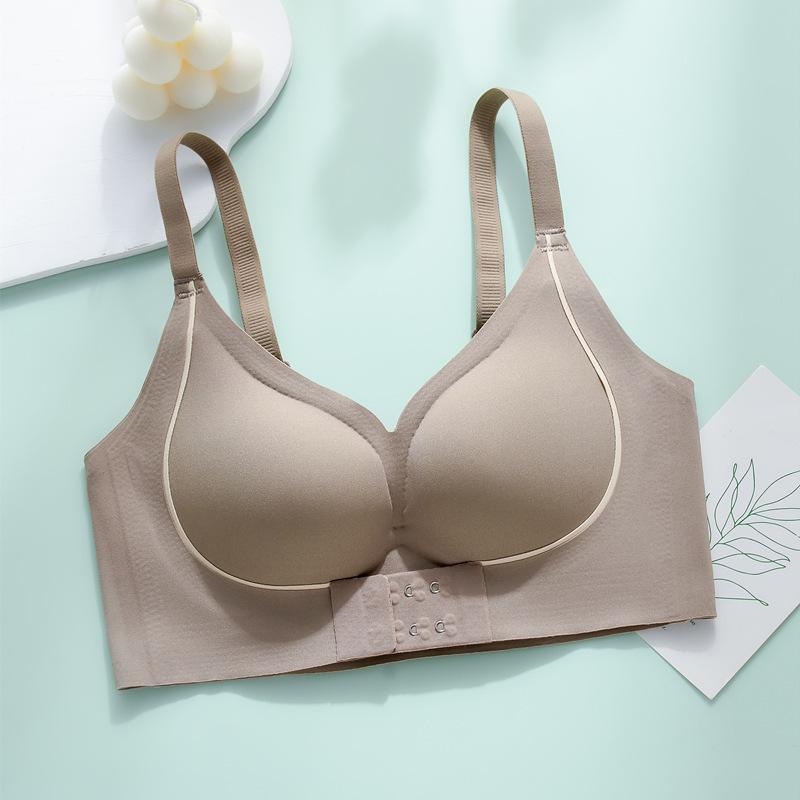 Fashion front buckle seamless underwear women's small breasts gather not empty cup anti-expansion fixed cup no steel ring comfortable bra cover
