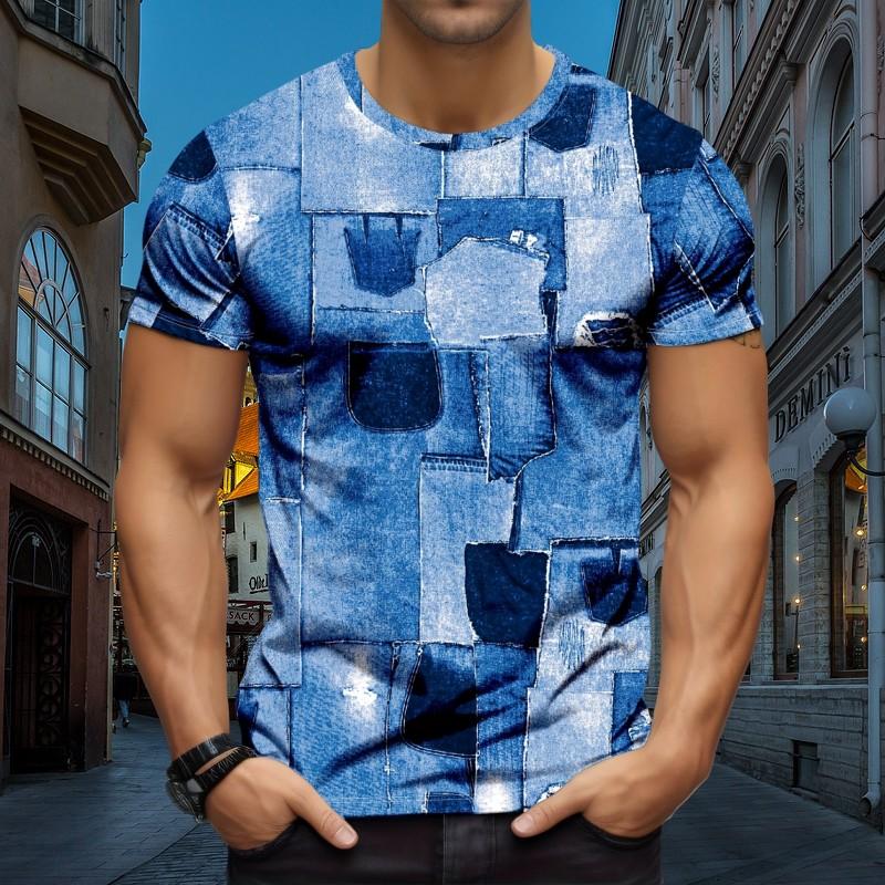 Футболка мужская летняя с нашивкой в стиле хип-хоп и альтернативной моды с 3D-принтом, уличный тренд, повседневная, с коротким рукавом и круглым воротником, креативная одежда