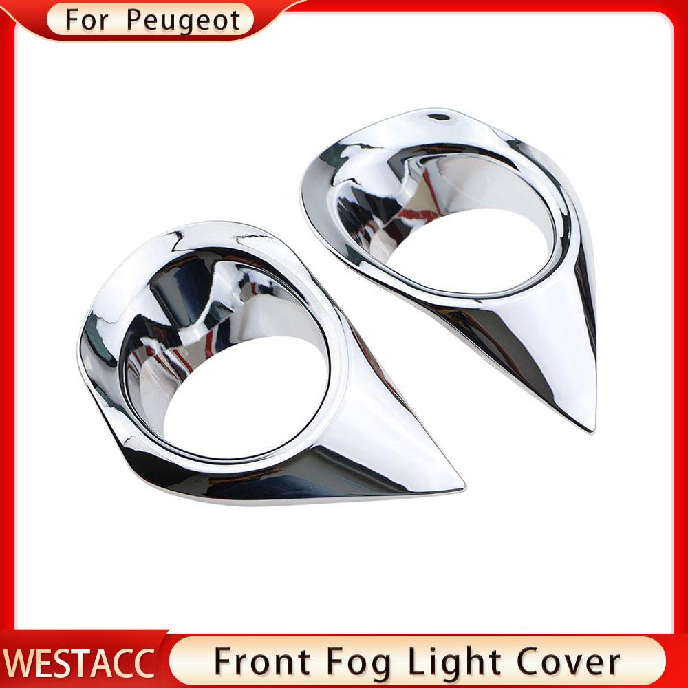 2Pcs/set ABS Chrome Car Front Fog Light Lamp Frame Cover Trim Decoration Sticker for Peugeot 2008 2014 -