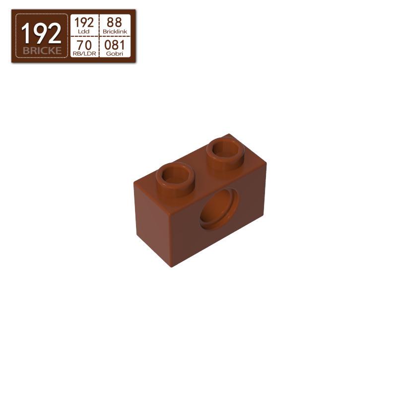 BRICKE 1x2 Brick with Hole - Compatible with Lego, MOC Loose Parts, Small Particle Building Blocks