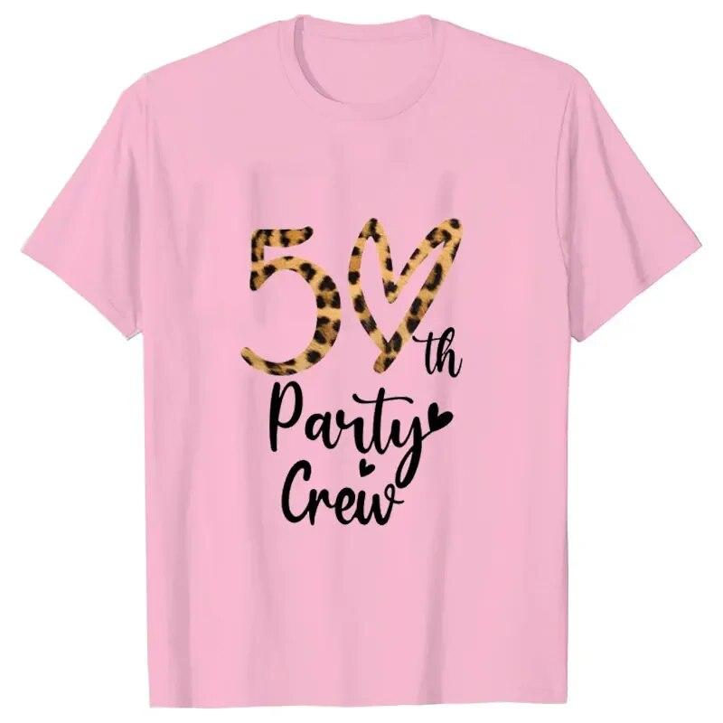 Женские футболки на 50-й день рождения, футболка Birthday Squad Crew, глава Hello 50, великолепные топы с леопардовым принтом, летняя футболка Harajuku