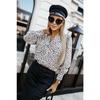 Spring and Autumn Women's Fashion Printed Long Sleeve V-Neck Shirt Blouse