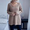 Autumn Women's Sweater Casual Women's Loose Long Sleeve Solid Color V-neck Thick Needle Sweater