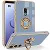 Case for Samsung Galaxy S9 - Blue - Shockproof Silicone Protection with Cute Ring Holder 360° Rotatable Plating