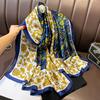 180*90CM Fashion Dustproof Big Bandanna Popular Satin Finish Silk Shawls Scarves Luxury Print Sunscreen Beach Towel
