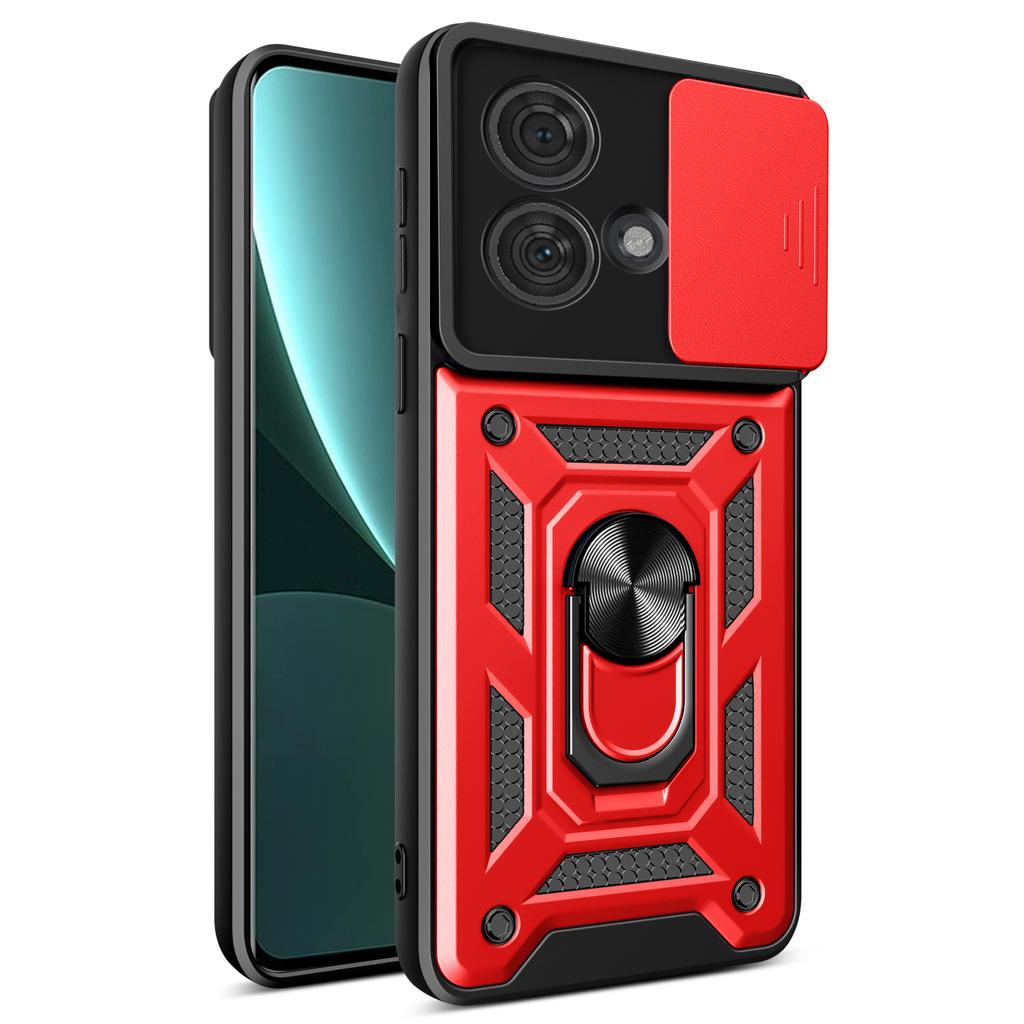 For Motorola Edge 40 Neo 5G Case Slide Lens Lid PC+TPU Kickstand Mobile Phone Cover