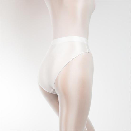 Women Panties Glossy High Waist Breathable Elastic Friendly To Skin Close