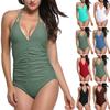 Women's Beach Swimwear Summer Swimwear Pleated Slim Fit Swimwear Strap Swimwear Open Back Swimwear