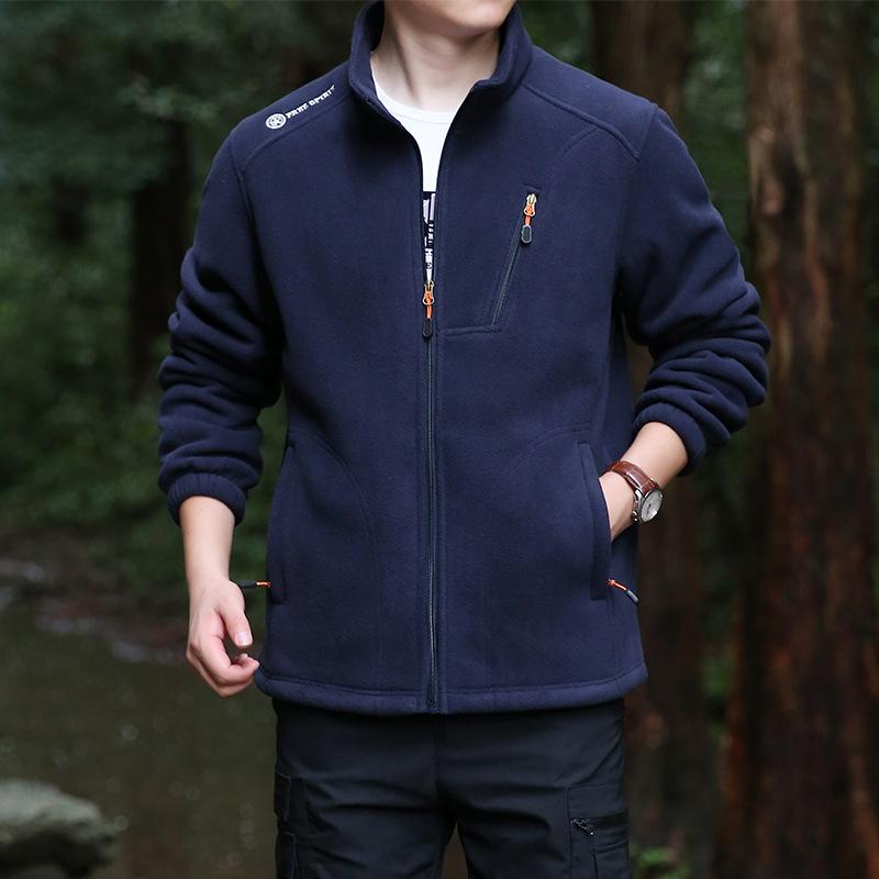 Пушистая куртка шерпа для мужчин, повседневная, на молнии, со стойкой, осенне-зимняя, теплая верхняя одежда, флисовые куртки, мужское пальто для активного отдыха, походов, мягкое, с карманами