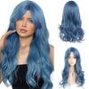Synthetic Blue Costume Wigs for Women Girls Kids Halloween Wigs Long Hair Curly Wavy Descend Cosplay Anime Movie Musicals Wig