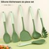 Набор из 6 силиконовых кухонных принадлежностей: китайская лопатка, половник для супа, перфорированная лопатка, ложка для пасты, ложка для салата, скребки для меда для не