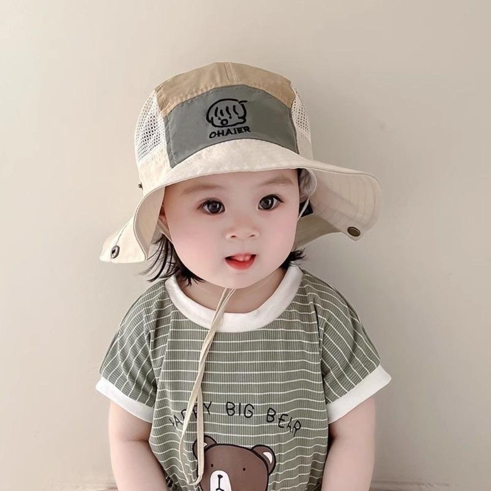 Mesh Kids Bucket Hats Quick Drying Children Fisherman Hat New Drawstring Basin Cap  Outdoor