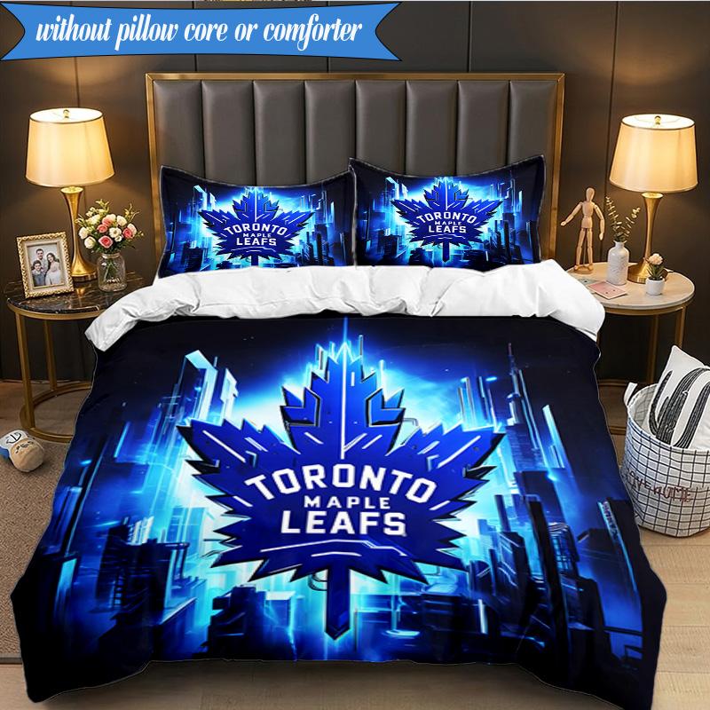 3PCS Maple Leafs Bedding Set Duvet Cover Closure Includes 1 Duvet Cover & 2 Pillowcases for All Seasons Bedroom Decor Christmas Fan gifts