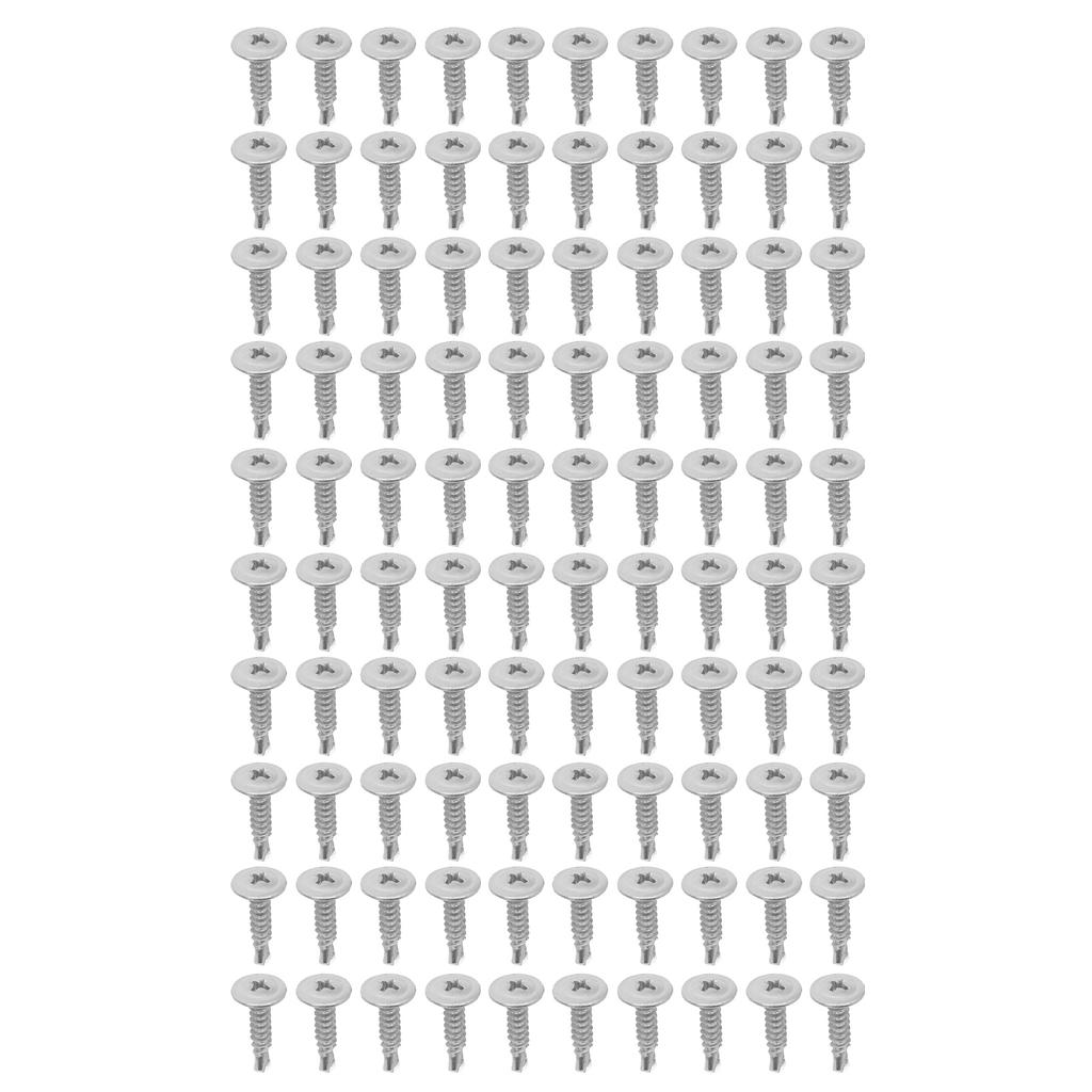 Набор из 100 саморезов с крестообразным шлицем и полукруглой головкой с шайбой из нержавеющей стали