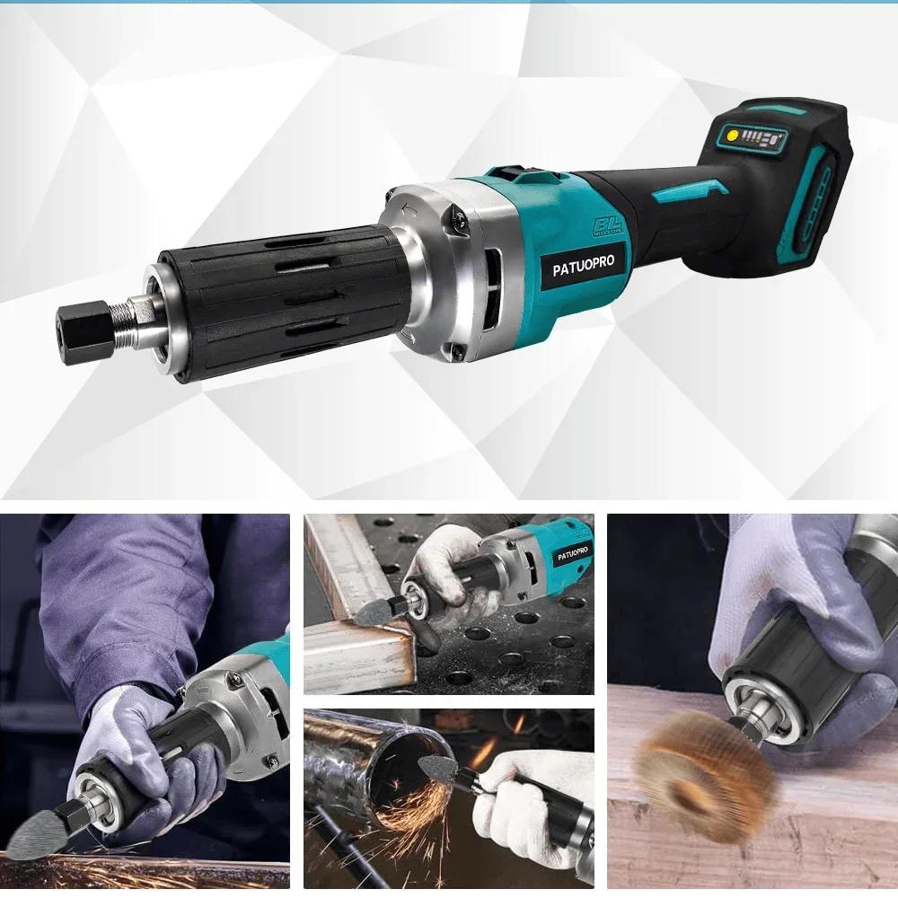 Brushless Electric Die Grinder 6mm Variable Speed Rotary Tools Cordless Engraving Power Tool For Makita 18V Battery