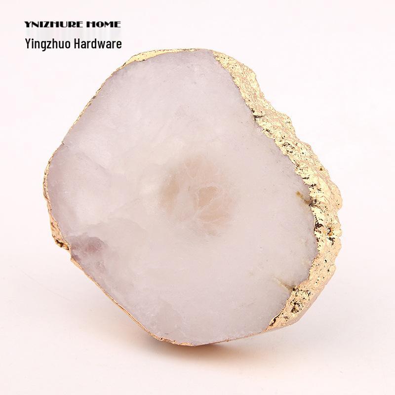 Elegant Crystal Slice Brass Handle & Wall Hook for Drawer, Cabinet, or Wardrobe (45-55mm Diameter, Single Hole)