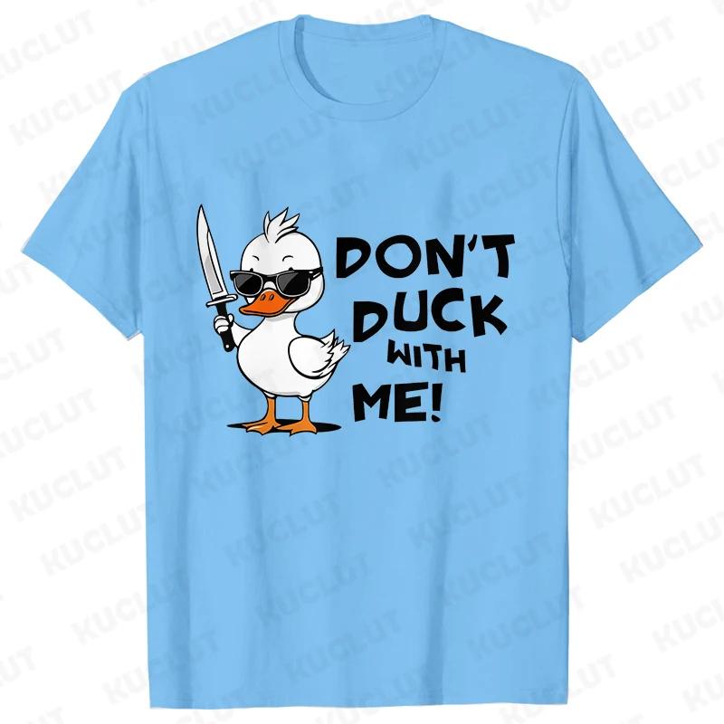 Summer Men's Fashion T-shirts Duck with Knife Print Men Casual Tee Shirts Short Sleeve Round Neck Tops Harajuku Streetwear