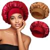 Vidsel Satin Bonnets Silk Hair Bonnet for Wide Soft Large Silky Sleep Cap for Curly Hair Braids Women's (2 Pieces), Sleeping, Band,