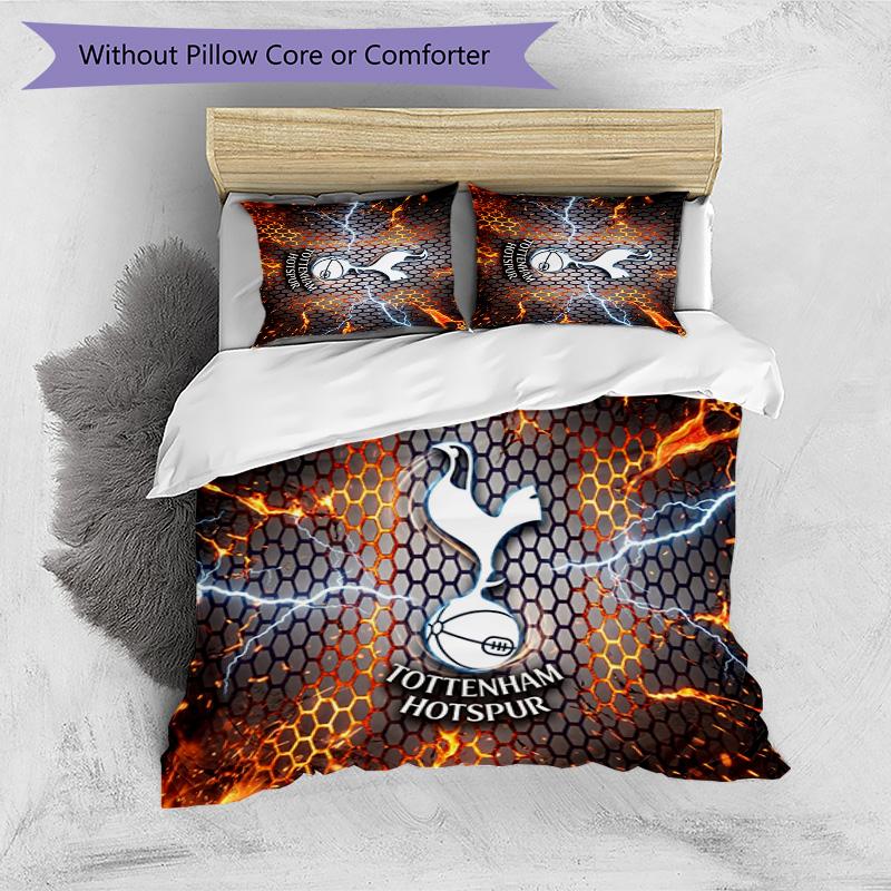 Tottenham Hotspur Pattern Printed 3PCS Bedding Set Soft Skin-Friendly Washable Duvet Cover & Pillowcases Set All Season Bedroom
