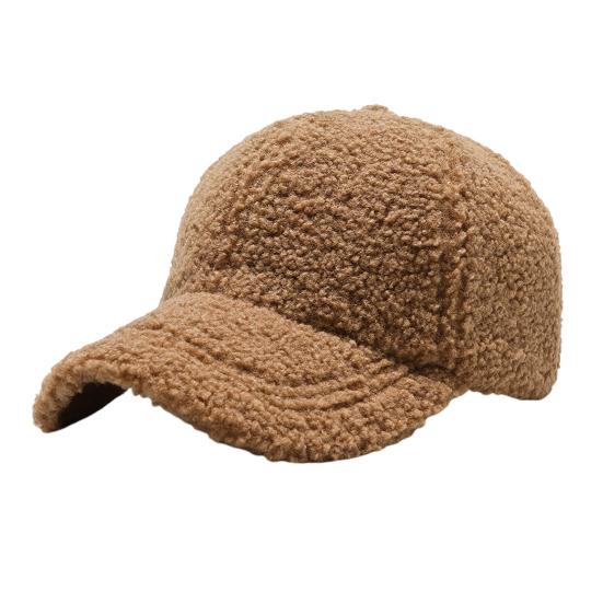 Women Winter Baseball Hat Lambswool Solid Color Long Brim Thermal Insulation Decorative Outdoor