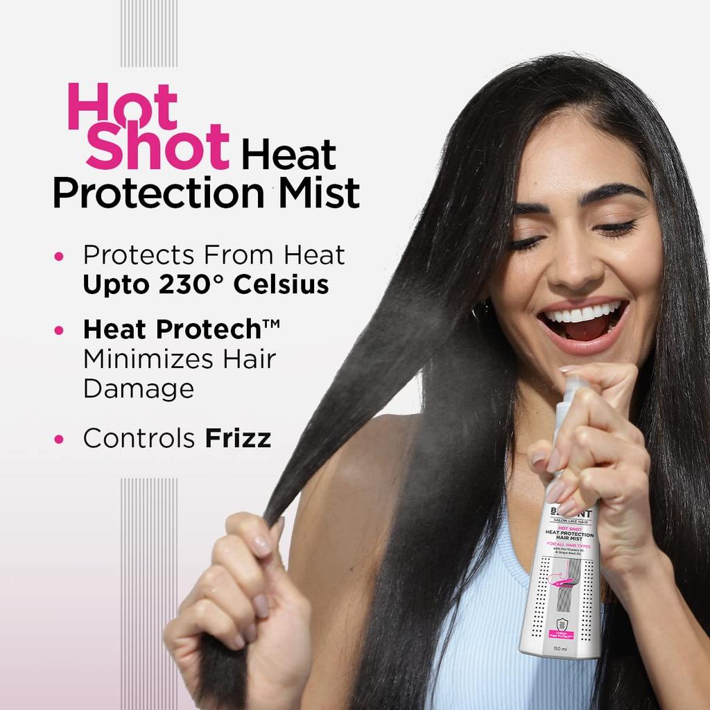 Bblunt Hot Shot Heat Protection Hair Mist 150 ml for Men & Women Upto 230° C Frizz Control