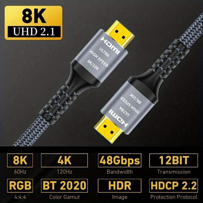 Кабель HDMI 8K 2.1, 48 Гбит/с, HDMI 2.1, высокоскоростной плетеный шнур HDMI-4K, 120 Гц, 8K, 60 Гц, DTS:X, HDCP 2.2 и 2.3, совместимость с HDR 10