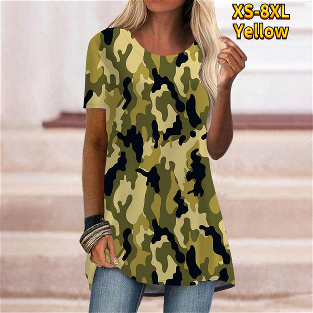 3D-принт с круглым вырезом, летний стиль Харадзюку, женский персонализированный камуфляж, модные удобные футболки с коротким рукавом, пуловер