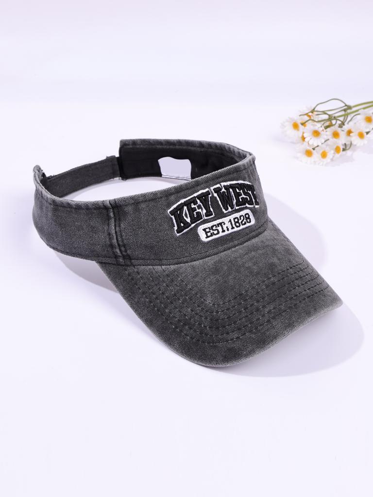 Retro Embroidered Letters Hollow Top Hat & Sun Protection Duckbill Hollow Top Cap - Breathable Sun Hat for Women/Men