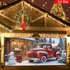 Winter snow scene pickup truck garage door, easy-to-hang outdoor holiday decorations, suitable for Christmas