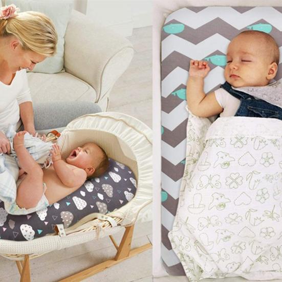 Чехол для люльки с милым принтом, съемные полиэстеровые детские чехлы для матраса для люльки