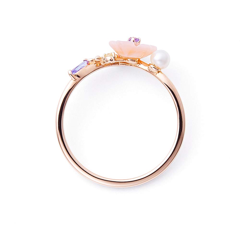 BLOOM 10K Pink December Birth Christmas Japanese Size 9 [Official] Women's Ring, Gold, Flower, Rose, 0168-9953-0019-0009,