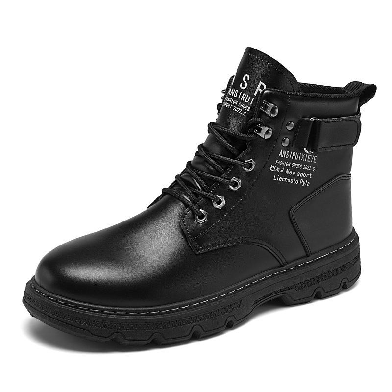 Martin Boots Men's 2024 Autumn Men's Shoes New High-top Tooling Shoes Men's Korean Version Thick-soled Men's Casual Short Boots Leather Boots