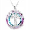Silver Necklace Tree of Life Colorful Crystal Love Nature Silver 925