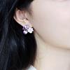 1 Pair Exquisite Charming Women Earrings Gift Rhinestone Purple Flower Stud