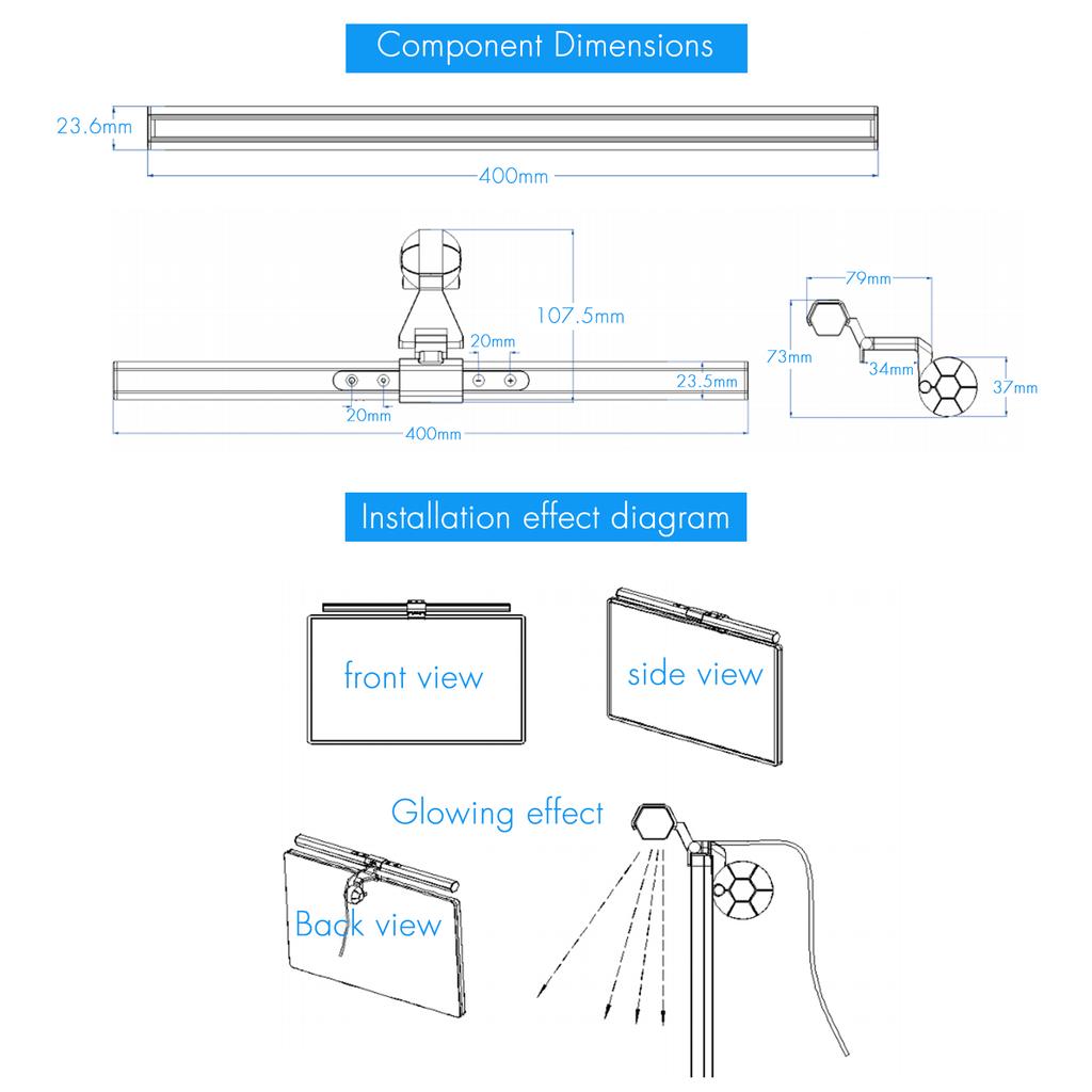 D C5V 84 светодиода Экран монитора Светочувствительное сенсорное управление/10 уровней затемнения