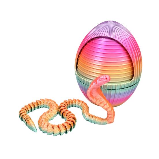1 набор 3D-печатных фигурок в виде яйца змеи с подвижными суставами, игрушка-фиджет в виде вращающегося яйца змеи с шарнирной змеей внутри, украшение